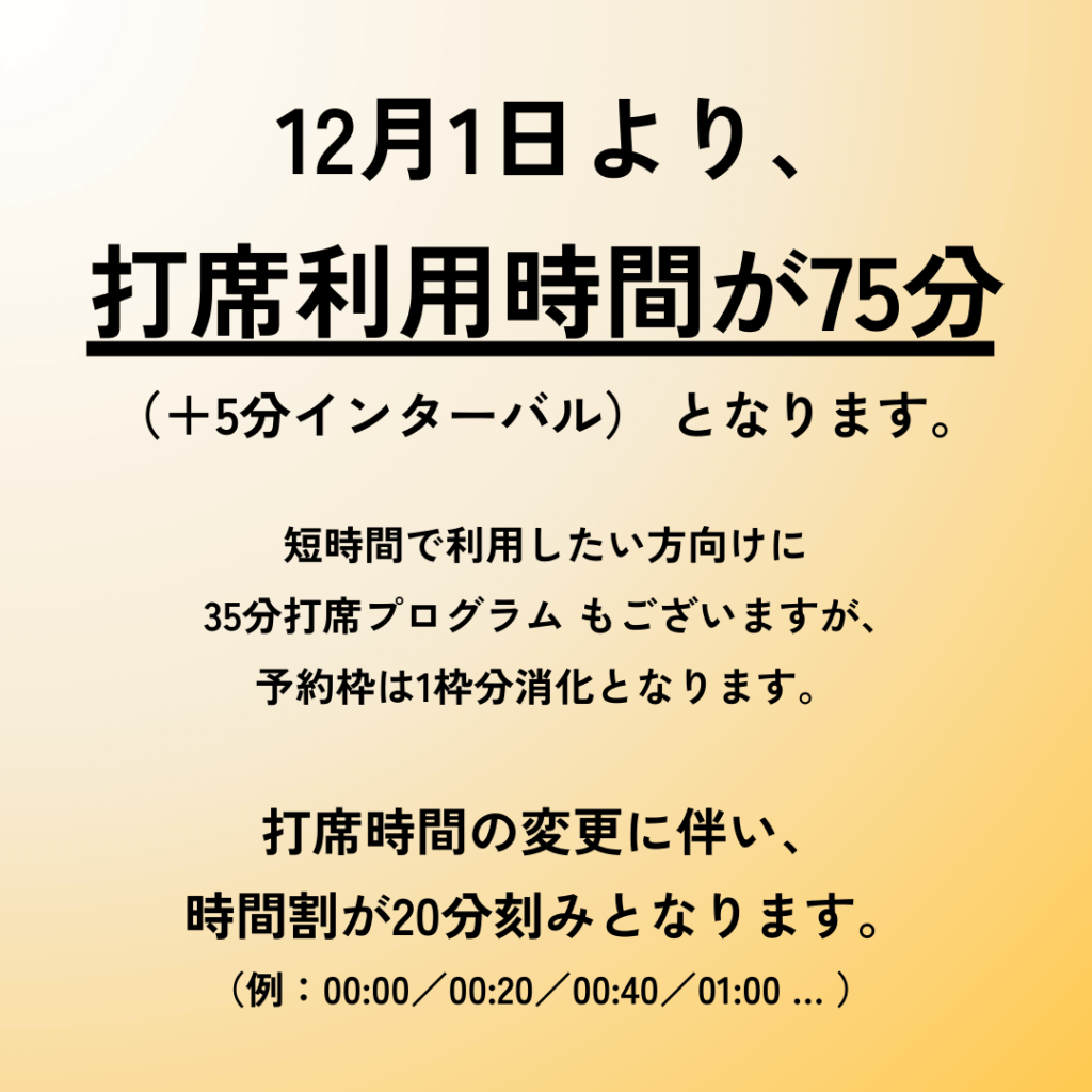 打席時間が75分となります